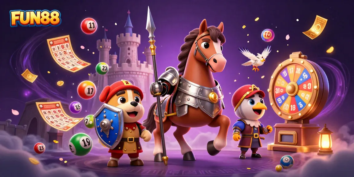 Experience FUN88's excitement in an action-packed casino scene with vibrant game elements