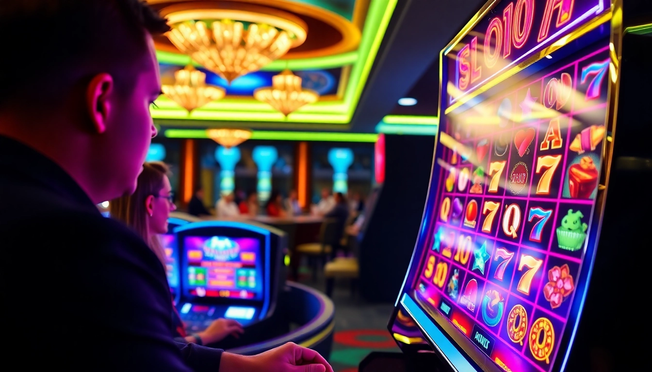 Engaging players enjoying the excitement of slot777 games in a lively casino atmosphere.