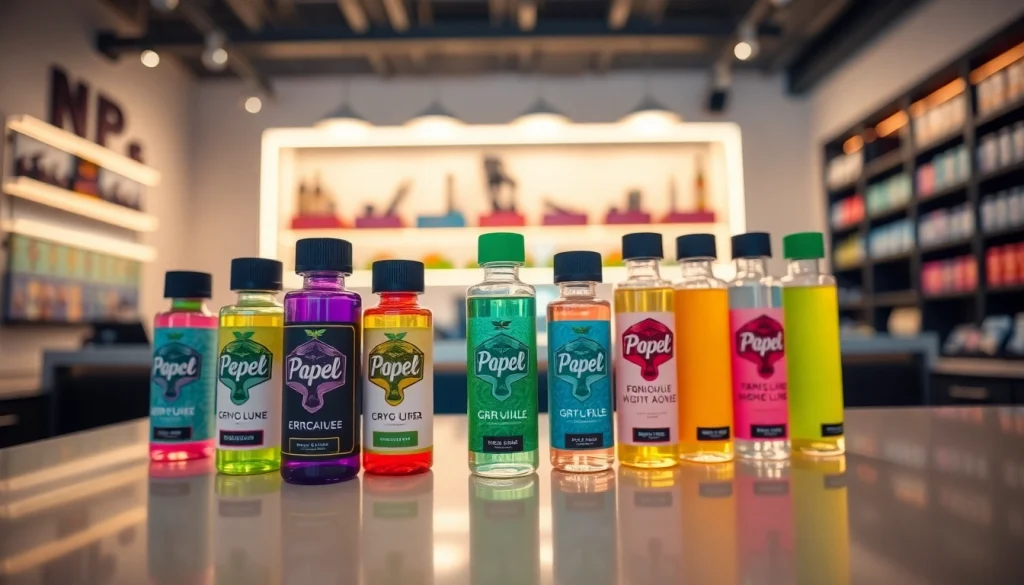 Erleben Sie die Vielfalt von liquid in einer modernen Vape-Shop-Umgebung mit bunten E-Liquids.