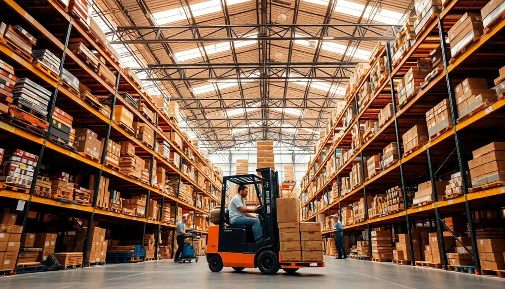 Enhance warehousing operations with an organized and efficient warehouse setting showcasing inventory management.