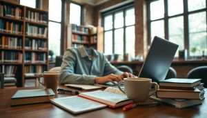 Learn how to write a nursing research paper with an image of a focused student in a library.