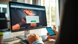 Masuk ke sayaptogel login dengan antusias di depan layar komputer modern.