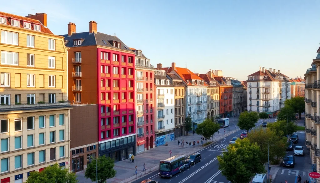 Exploration du marché immobilier européen à travers un paysage urbain moderne vibrant.