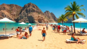 Visual representation emphasizing the safety in Cabo San Lucas, showing families enjoying the beach and friendly locals.