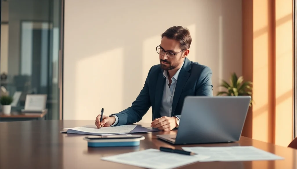 Contract drafting services India: Expert drafting legal documents in a professional office setting.