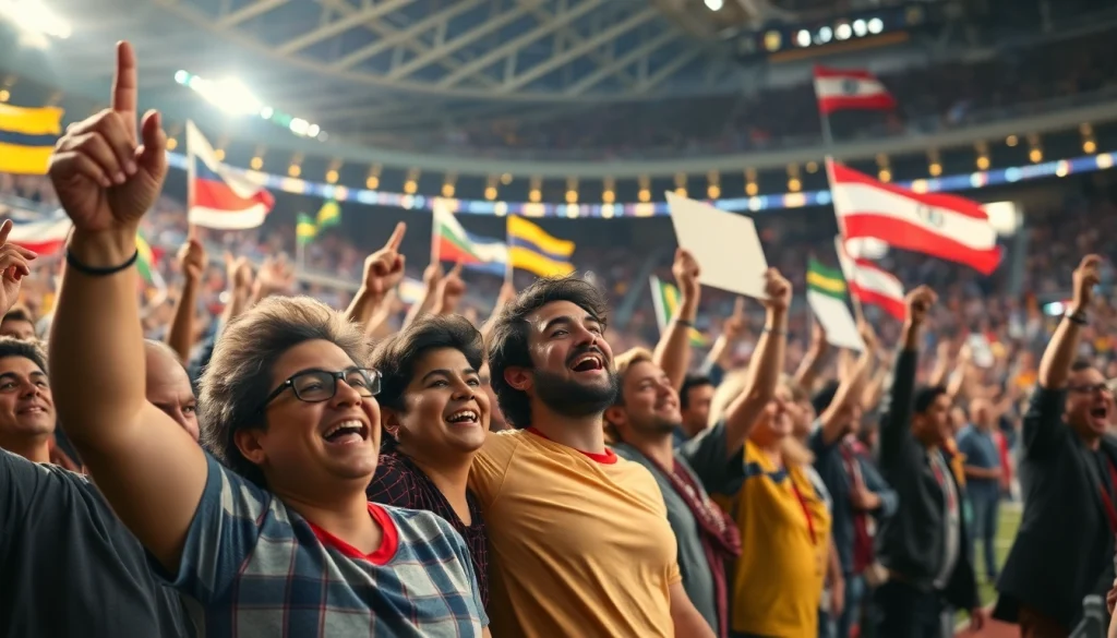 스포츠중계 팬들이 경기를 응원하는 모습, 생생한 분위기 전달