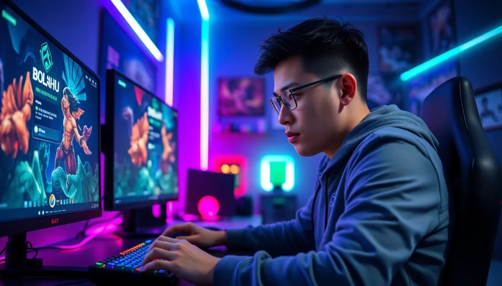 Aksi dari pemain mengakses bolahiu login game dengan fokus tinggi di ruang permainan modern.