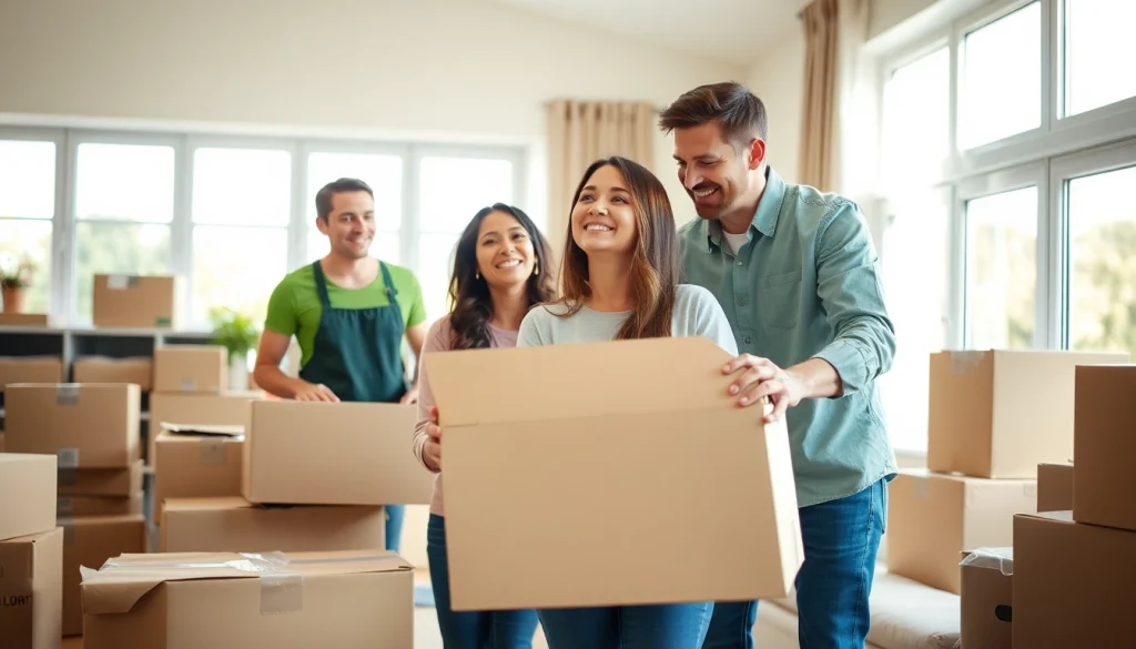 Get assistance from a reliable Toronto moving company packing boxes in a bright living room.