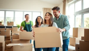 Get assistance from a reliable Toronto moving company packing boxes in a bright living room.