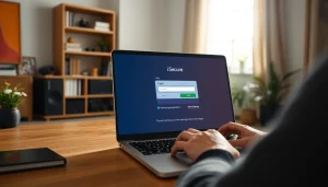 Mengakses virus4d login mudah dengan tampilan modern di laptop dalam suasana profesional.