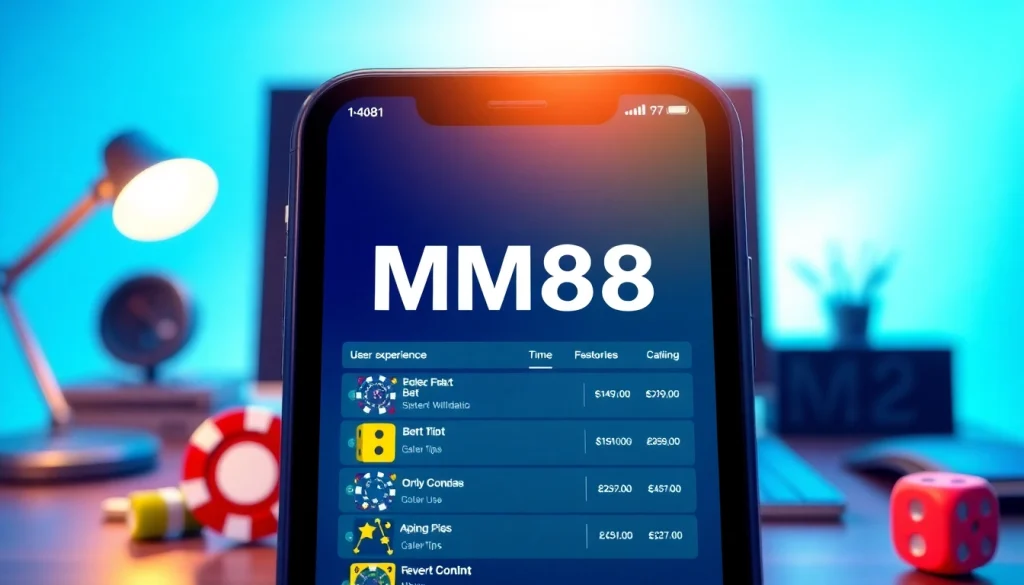 Users interact with the MM88 online gambling platform on a smartphone in a professional setting.