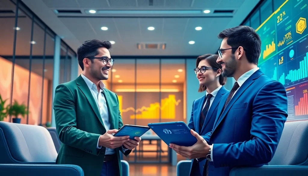 Современная финансовая и страховая платформа 79king hn с цифровыми данными в стильном офисном окружении