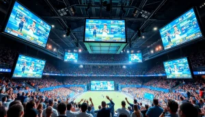 스포츠중계 실시간 업데이트를 보여주는 방송 장비와 관중의 열정을 포착한 이미지