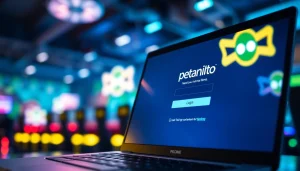 Masuk ke petanitoto login dengan layar laptop yang menarik dan penuh warna.