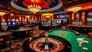 Indibet casino players engaging in thrilling games with vibrant tables and rich atmosphere.