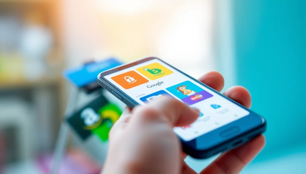 스마트폰과 다채로운 기프트 카드가 안전한 결제 환경에서 함께 시연되는 상품권소액결제의 모습