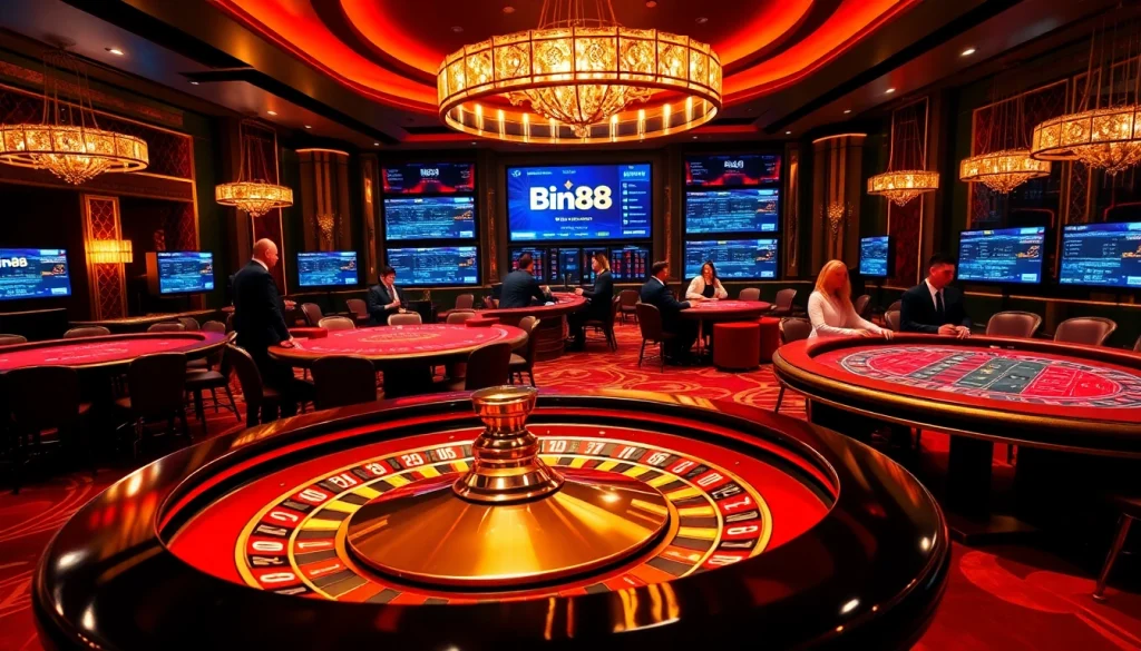 Experience the thrill of high-stakes gaming at Bin88's luxury casino tables.