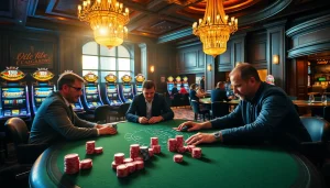 Engage in thrilling action at an upscale casino table showcasing obraltoto gaming excitement.
