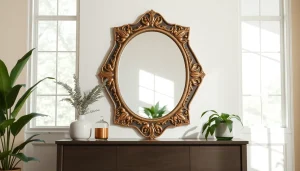 Showcase the elegance of handmade designer mirrors from https://merithome.co.uk in a stylish interior setting.