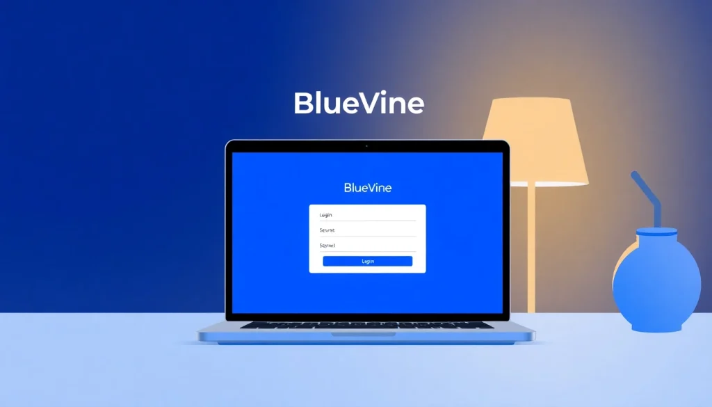 Illustrate bluevine login process on a laptop, emphasizing security and ease of access.