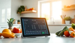Calculate your total daily energy expenditure with the tdee calculator interface in a modern kitchen.