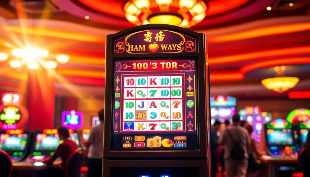 Menangkan permainan Mahjong Ways 2 pada mesin slot yang penuh warna dan menarik dengan suasana kasino yang ceria.