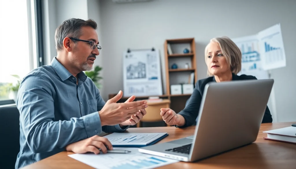 Księgowość dla firmy budowlanej w profesjonalnym biurze z rozmowami finansowymi.