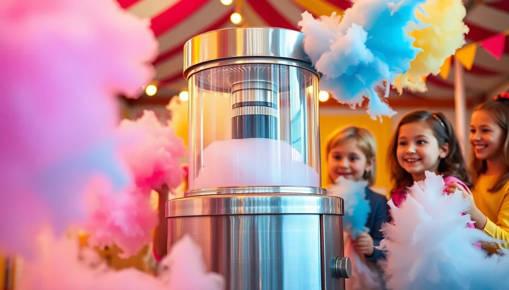 Verken de absorberende werking van suikerspin met kleurrijke katoen in een levendige omgeving.