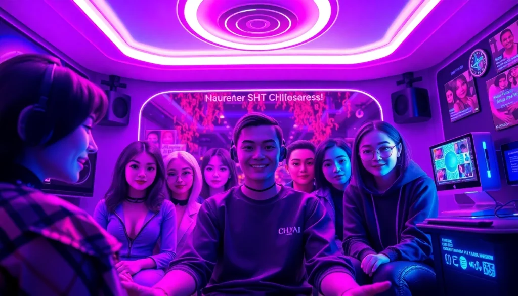 Vibrant NSFW AI interaction in a futuristic chat environment