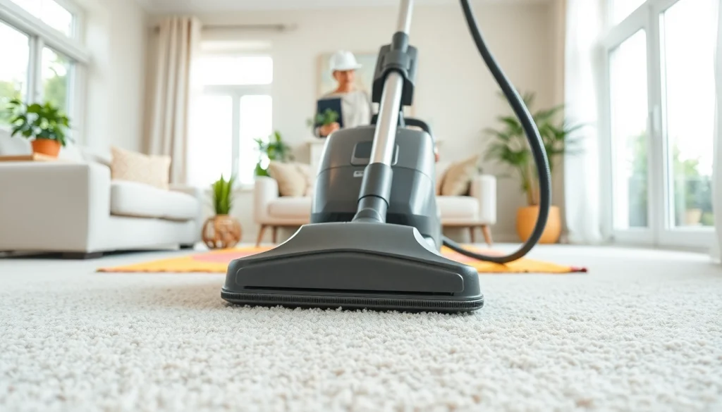 Efficient carpet cleaning in a Roseville home with professional tools and pristine results.