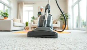 Efficient carpet cleaning in a Roseville home with professional tools and pristine results.
