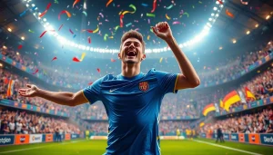 ฉลองประตูของนักเตะ ฟุตบอลพรีเมียร์ลีกลิเวอร์พูล ที่สนามที่เต็มไปด้วยแฟนบอล