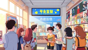 뉴토끼의 다양한 웹툰을 즐기는 사람들, 흥미로운 책방 모습