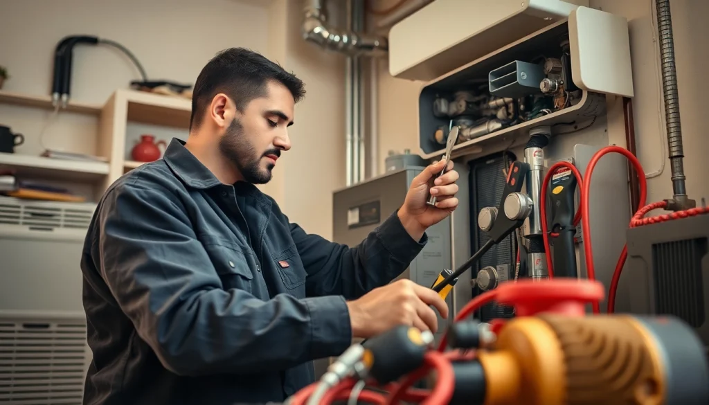Expert heating repair technician working on heating repair katonah systems indoors with tools and equipment.