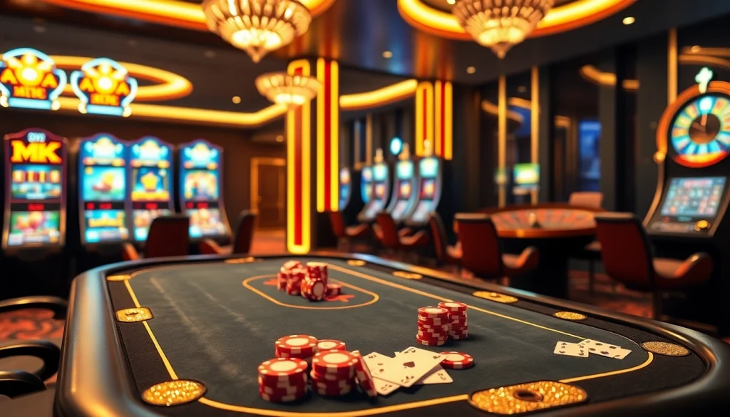 Experience thrilling MK 8 casino gaming with vibrant tables and elegant slot machines.