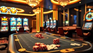 Experience thrilling MK 8 casino gaming with vibrant tables and elegant slot machines.