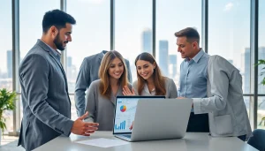 GEO Agentur team collaborating in a professional setting to boost marketing strategies.