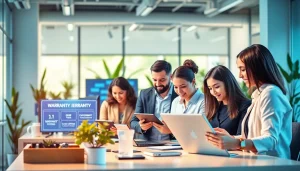 Engage with an AI first warranty company environment showcasing diverse professionals collaborating.