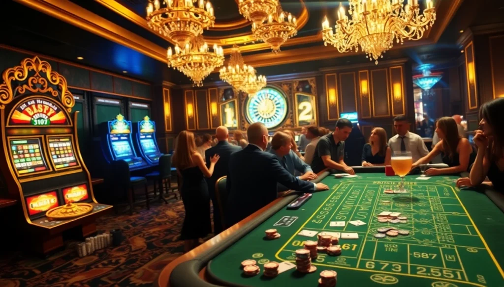 Excited players roll the dice at a vibrant casino craps table, embracing the thrill of b52 betting.