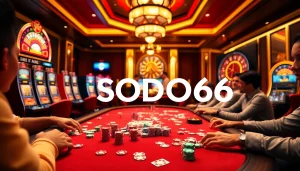 Experience thrilling gameplay at SODO66 with vibrant poker tables and exciting casino action.