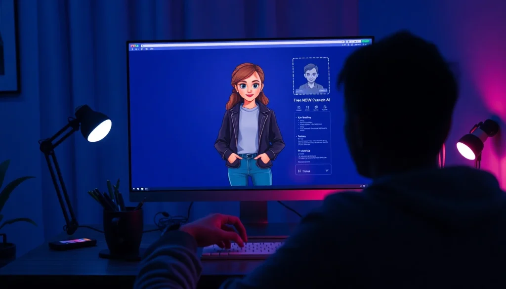 Free NSFW character AI showcased on a modern interface with a lifelike animated character in a cozy setting.