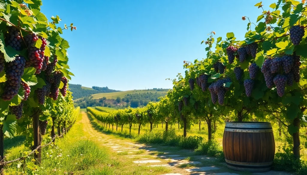 Discover clarksburg wineries with picturesque vineyards and ripe grapes in a scenic landscape.