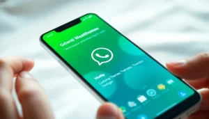 Showcasing the GB WhatsApp app interface on a smartphone, highlighting advanced features.