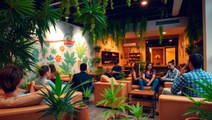 Visiteurs se détendant dans Clubs Cannabis Lloret De Mar, montrant une ambiance conviviale et accueillante.