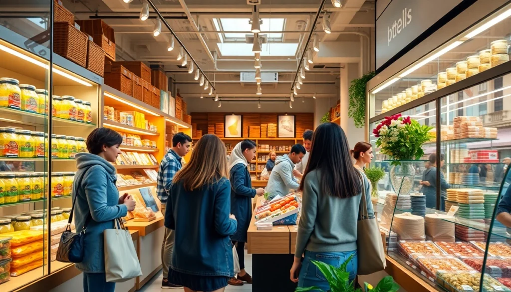 레플리카쇼핑몰에서 다양한 제품을 감상하는 모습으로, 고객들이 쇼핑을 즐기는 상점 내부.