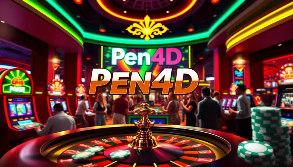 Players enjoying high-energy Pen4D slot game experience with vibrant casino atmosphere.