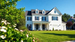 Admire the beauty of a Sharon Custom Colonial New Build with classic architecture and lush landscaping.